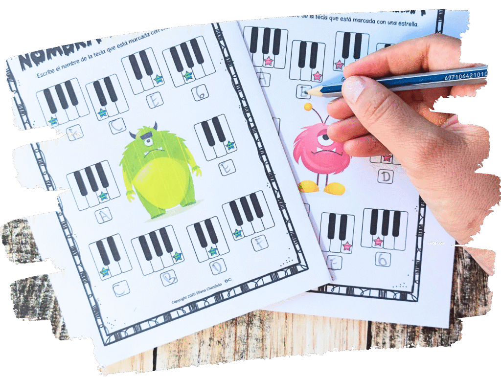 piano key worksheet for kids