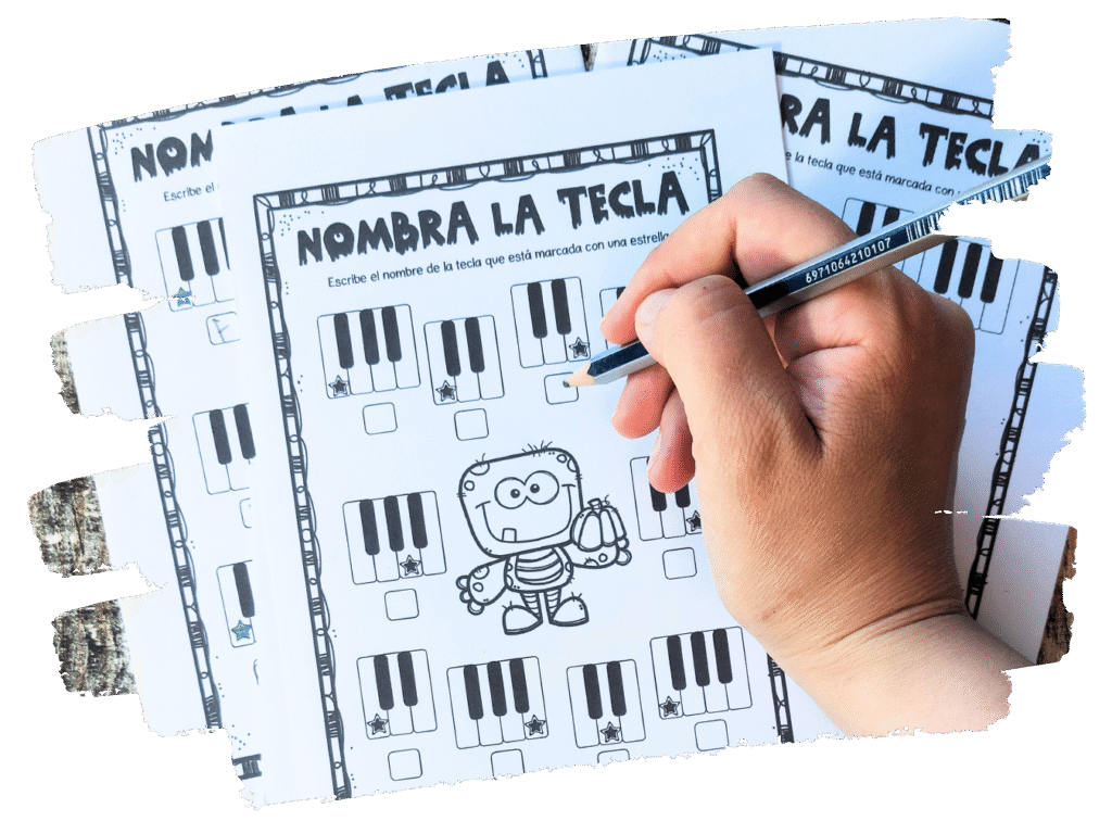 Monster piano key worksheets – printable piano keys teaching resource for kids to learn keyboard layout.