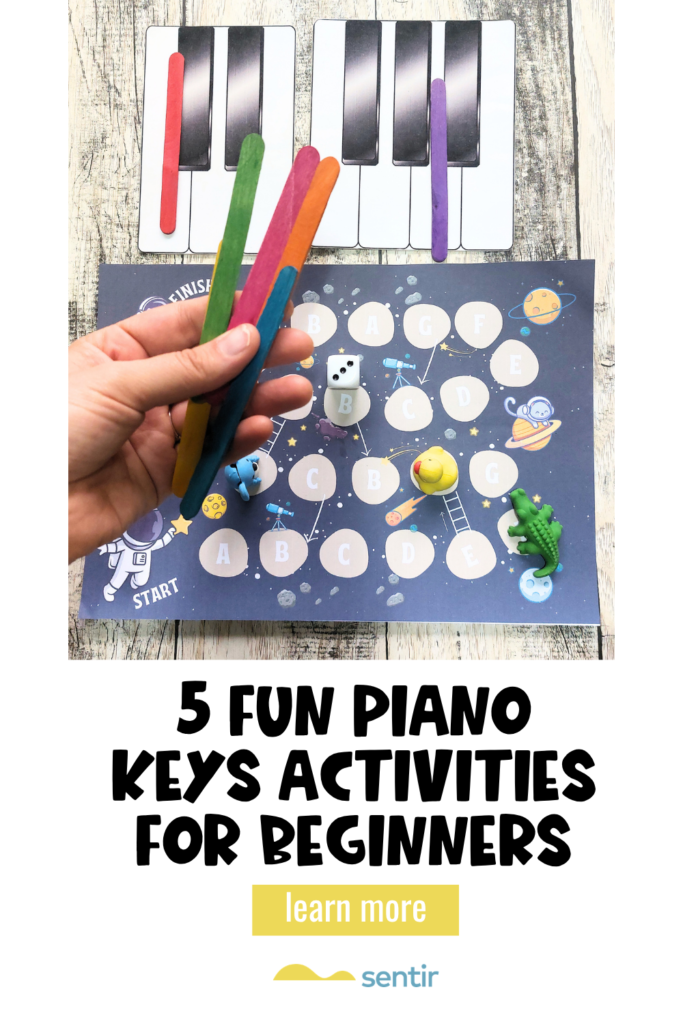 Printable piano key activities for beginners including games, worksheets, and hands-on music lesson ideas for kids.