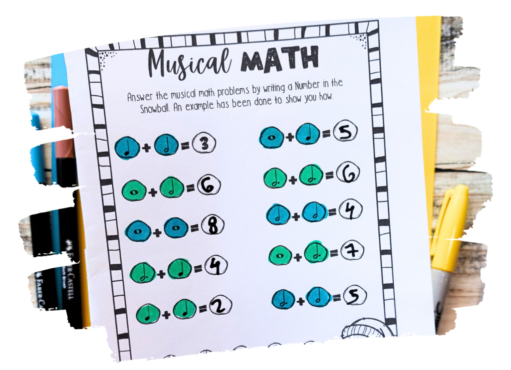 Music Math. Music theory worksheet