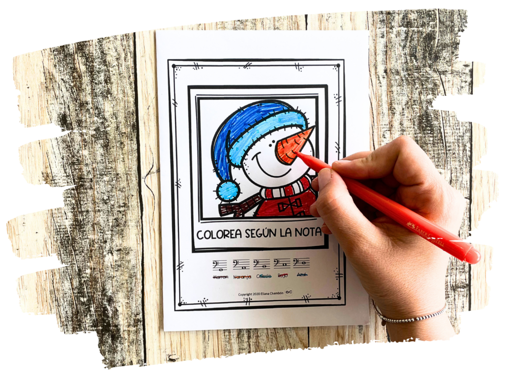 Color by note- Snowman - Music coloring pages