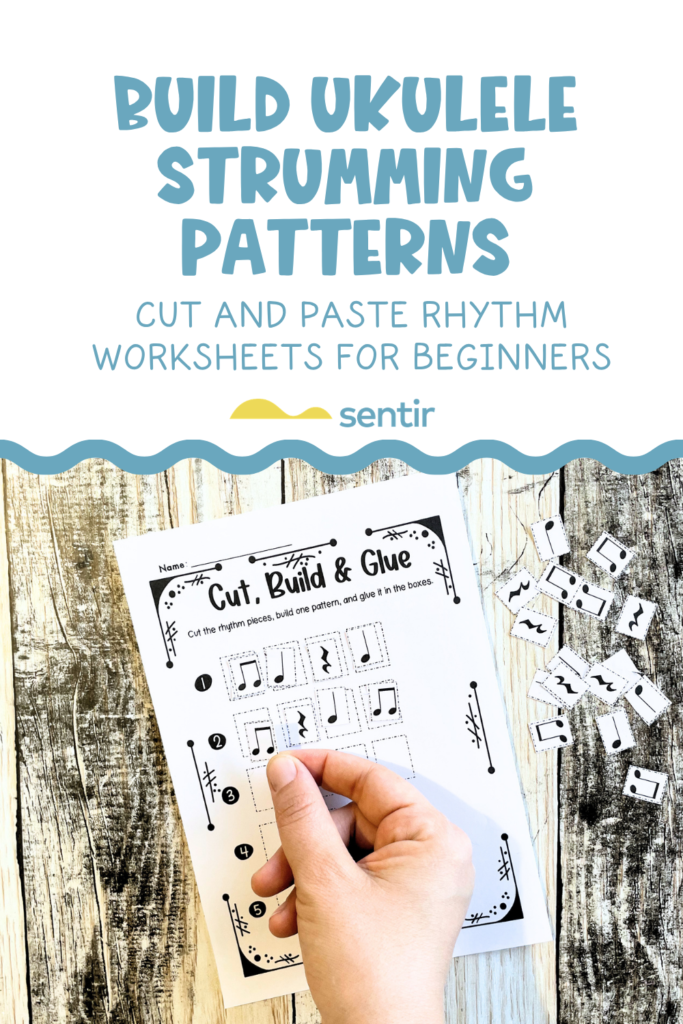 teaching ukulele strumming through rhythm. ukulele strumming worksheets for beginners cut and paste rhythm activities
