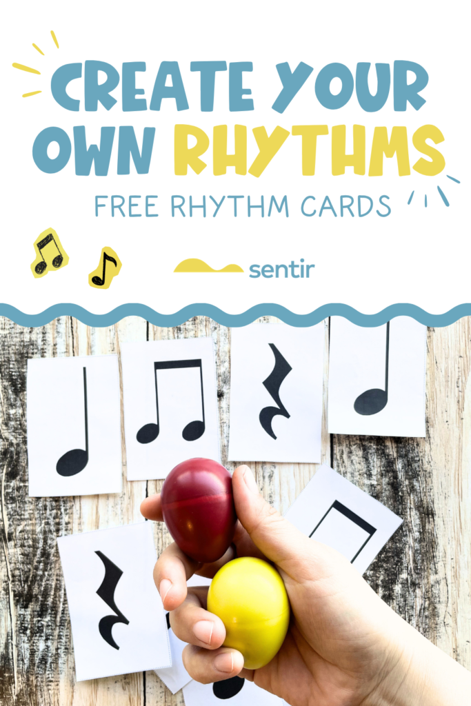 Printable rhythm cards for composing and reading beginner rhythm patterns in elementary music.