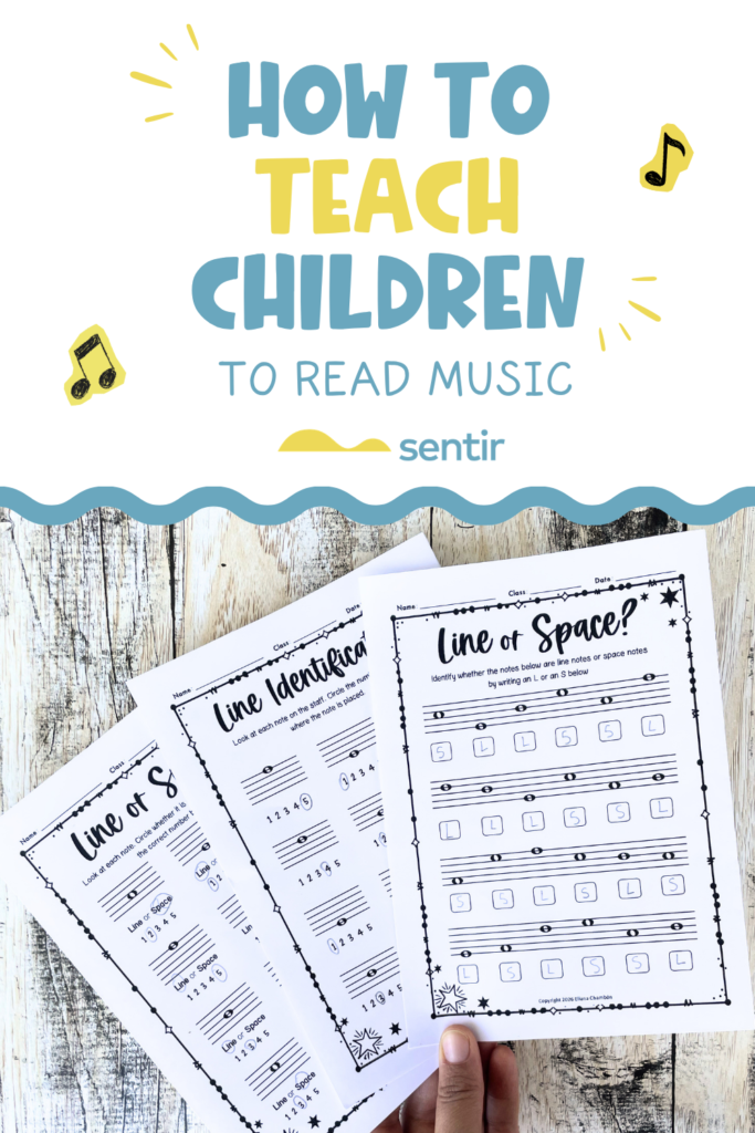 How to teach children to read music with note reading worksheets and visual staff activities.