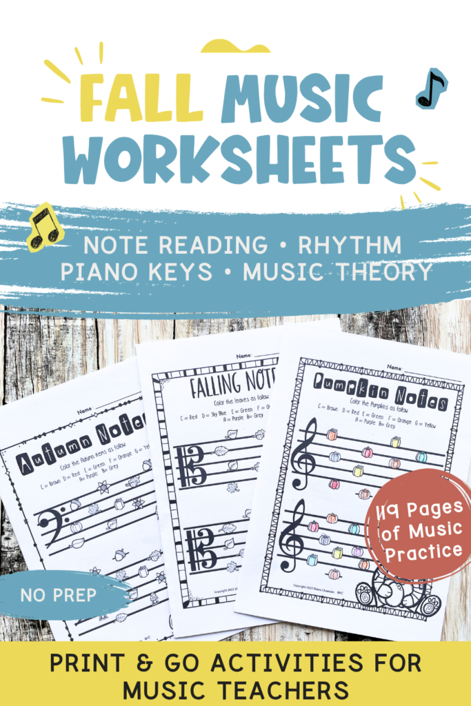 Fall Music Worksheets | Note Reading, Rhythm & Music Theory
