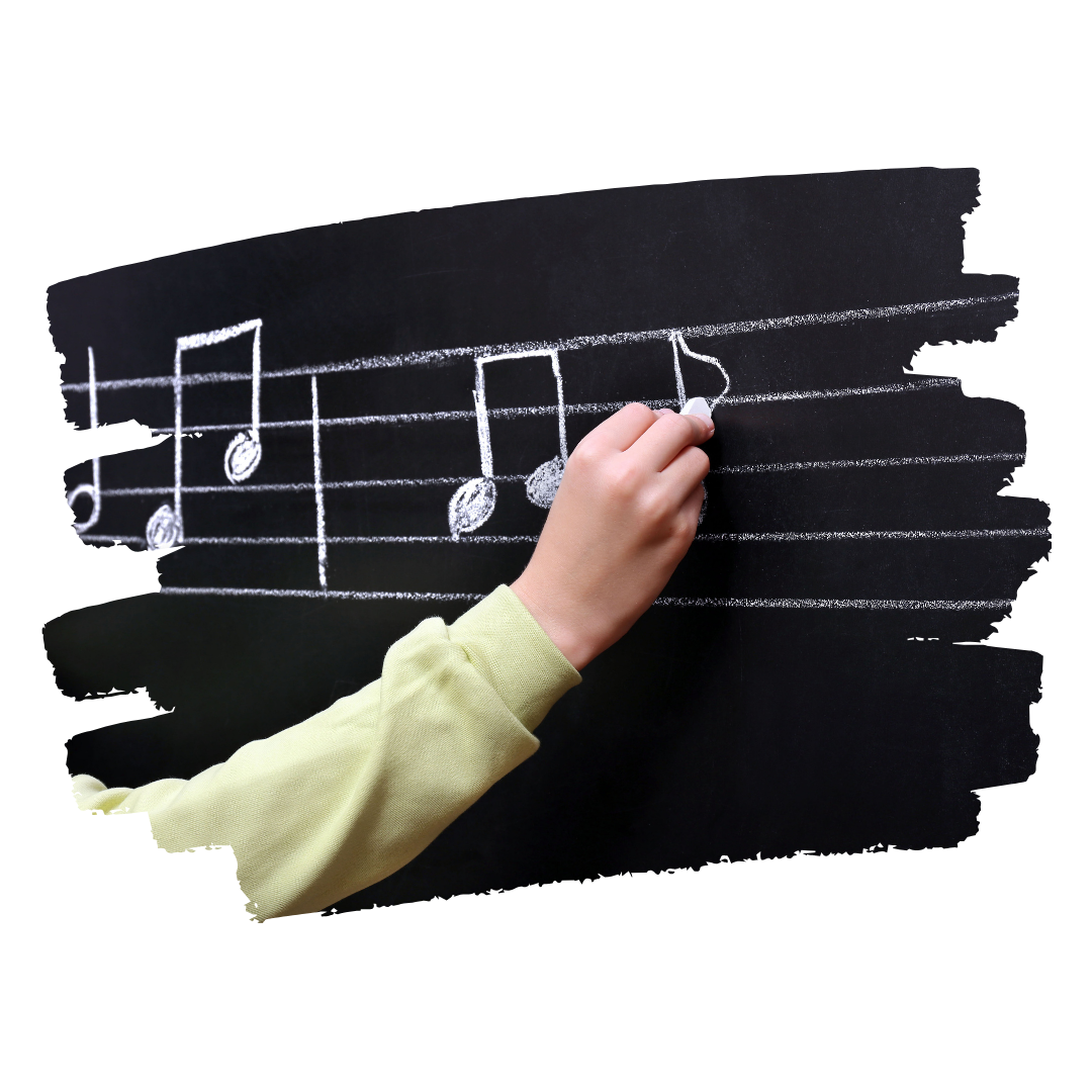 Infographic about how to teach children to read music using listening, movement, staff exploration, note patterns, color coding, games, and note reading practice.
